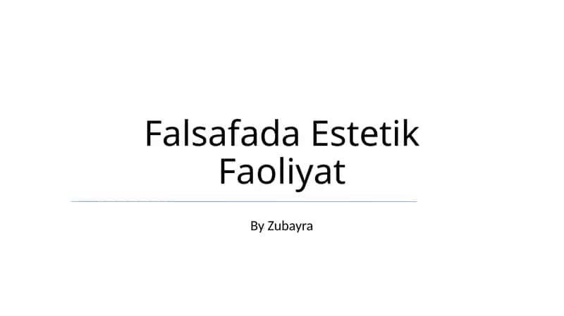 Falsafada Estetik Faoliyat