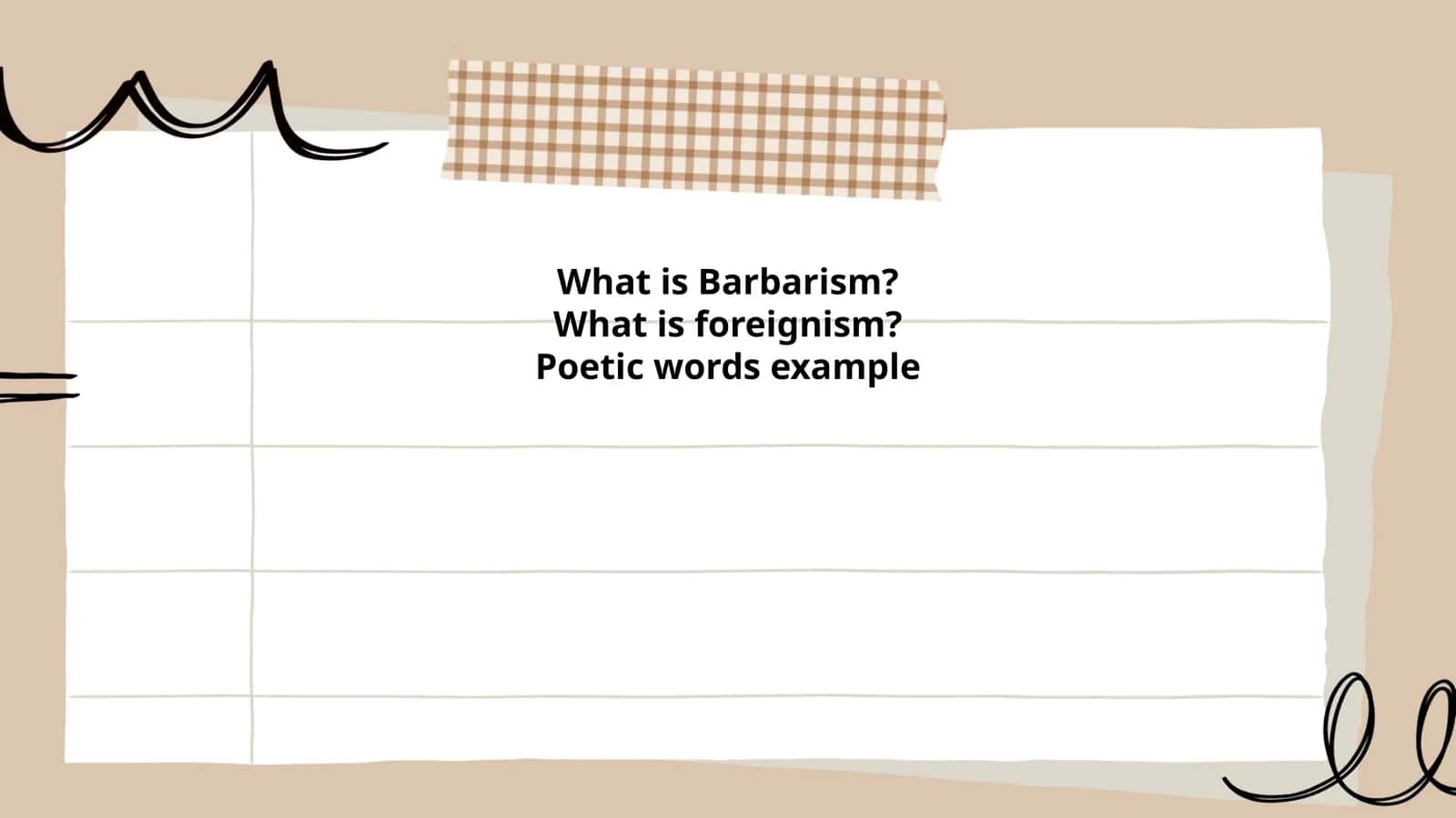 Barbarism, Foreignism, Poetic Words Example