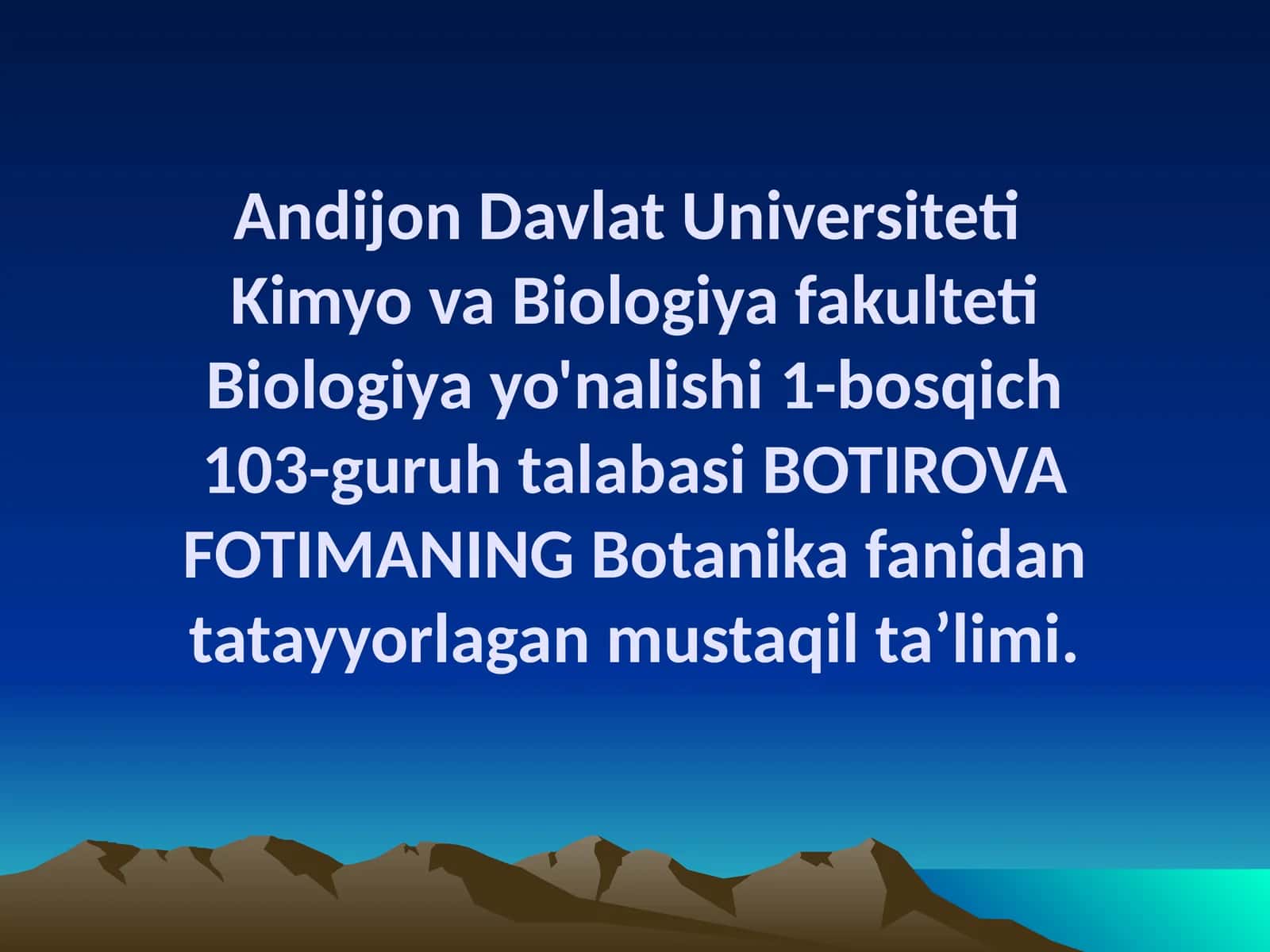 Chinor turkumining umumiy tasnifi