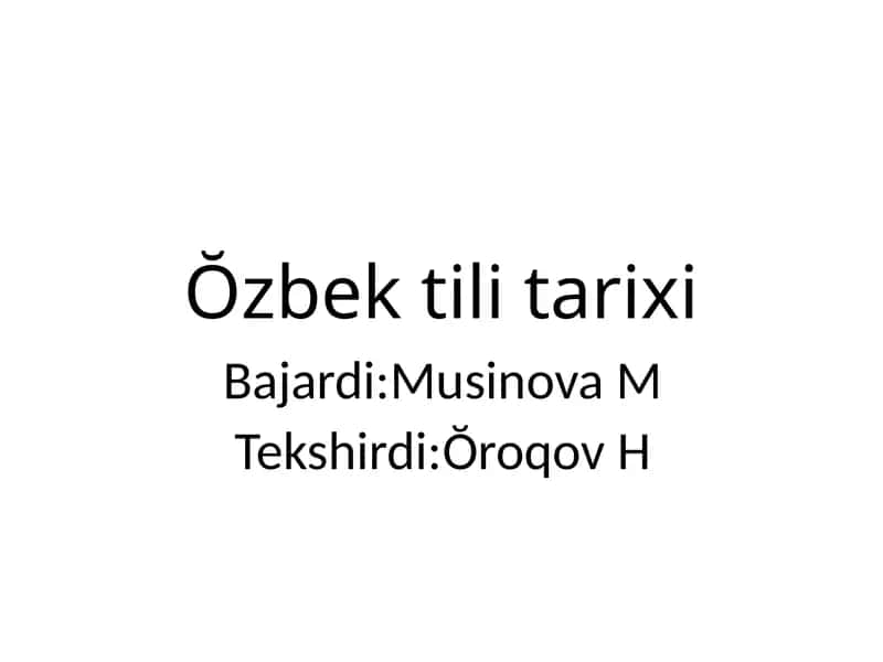Ŏzbektili tarixi