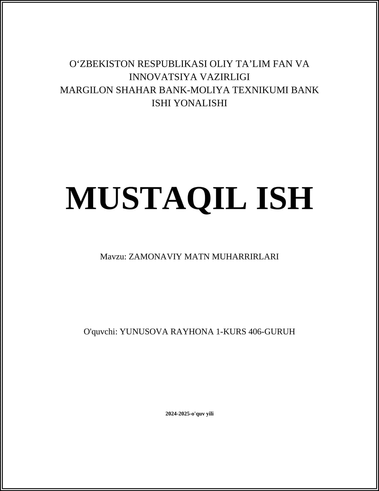 ZAMONAVIY MATN MUHARRIRLARI