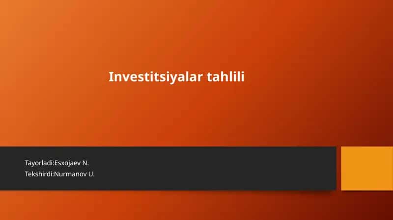 Investitsiyalar tahlili