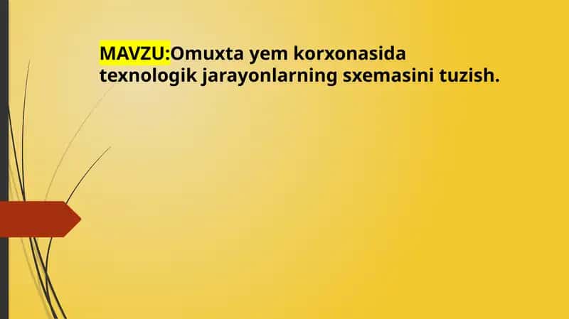 Omuxta yem korxonasida texnologik jarayonlarning sxemasini tuzish.