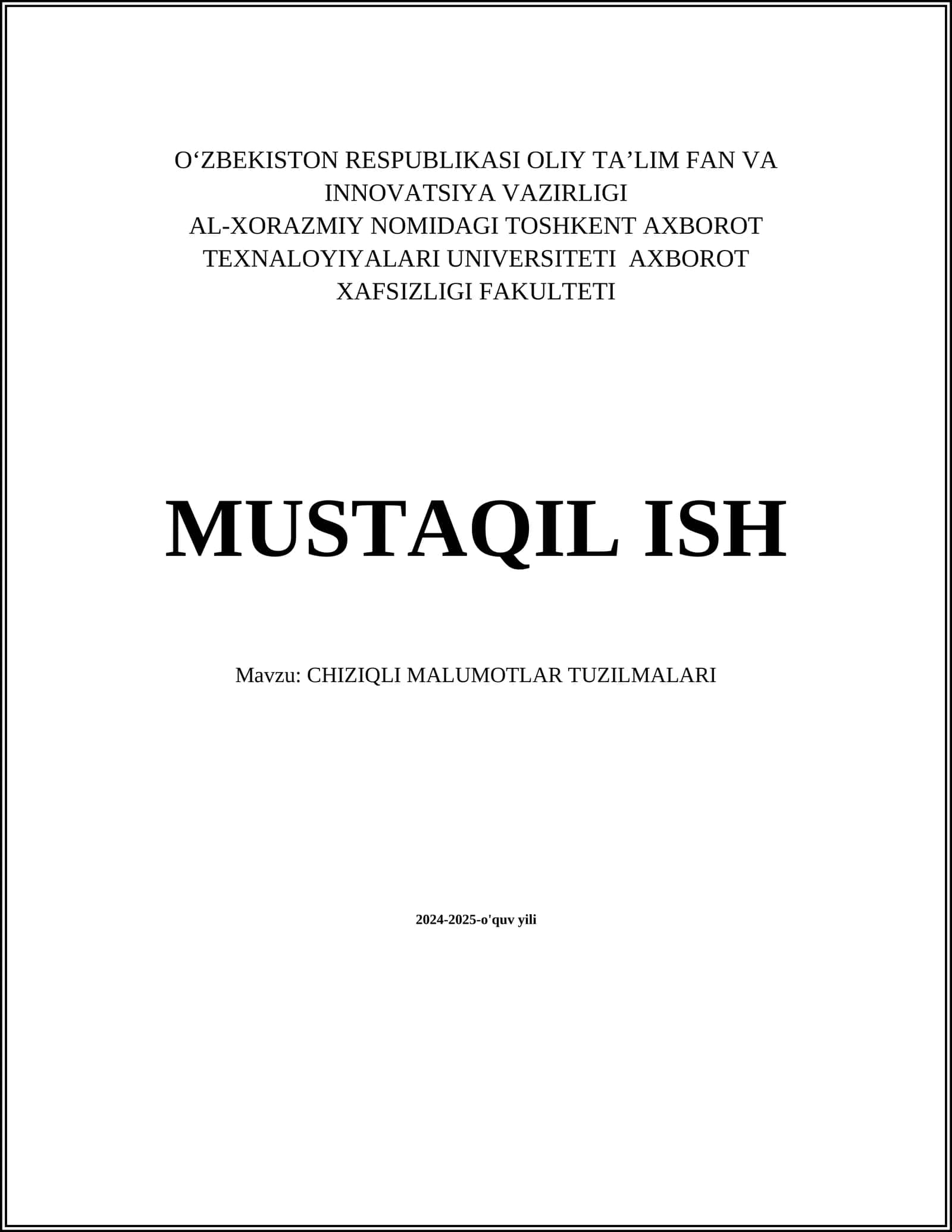 CHIZIQLI MALUMOTLAR TUZILMALARI