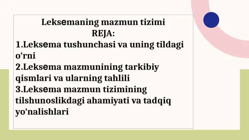 Leksеmaning mazmun tizimi