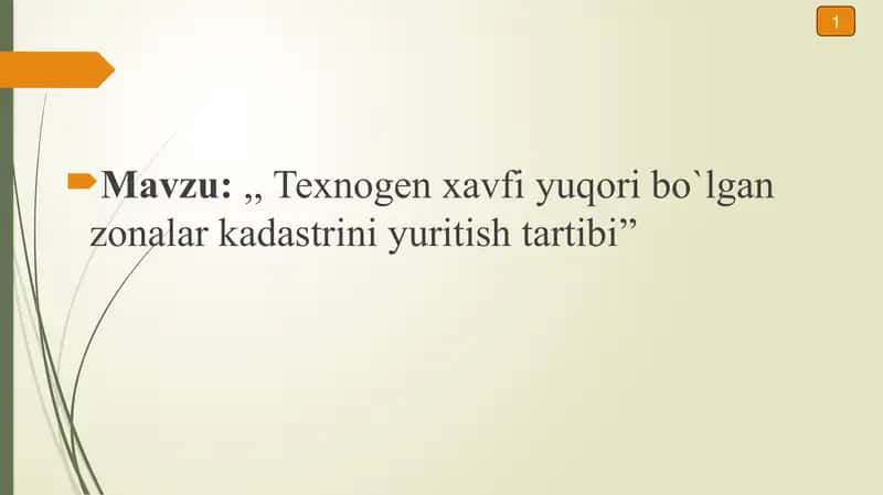 Texnogen xavfi yuqori bo`lgan zonalar kadastrini yuritish tartibi