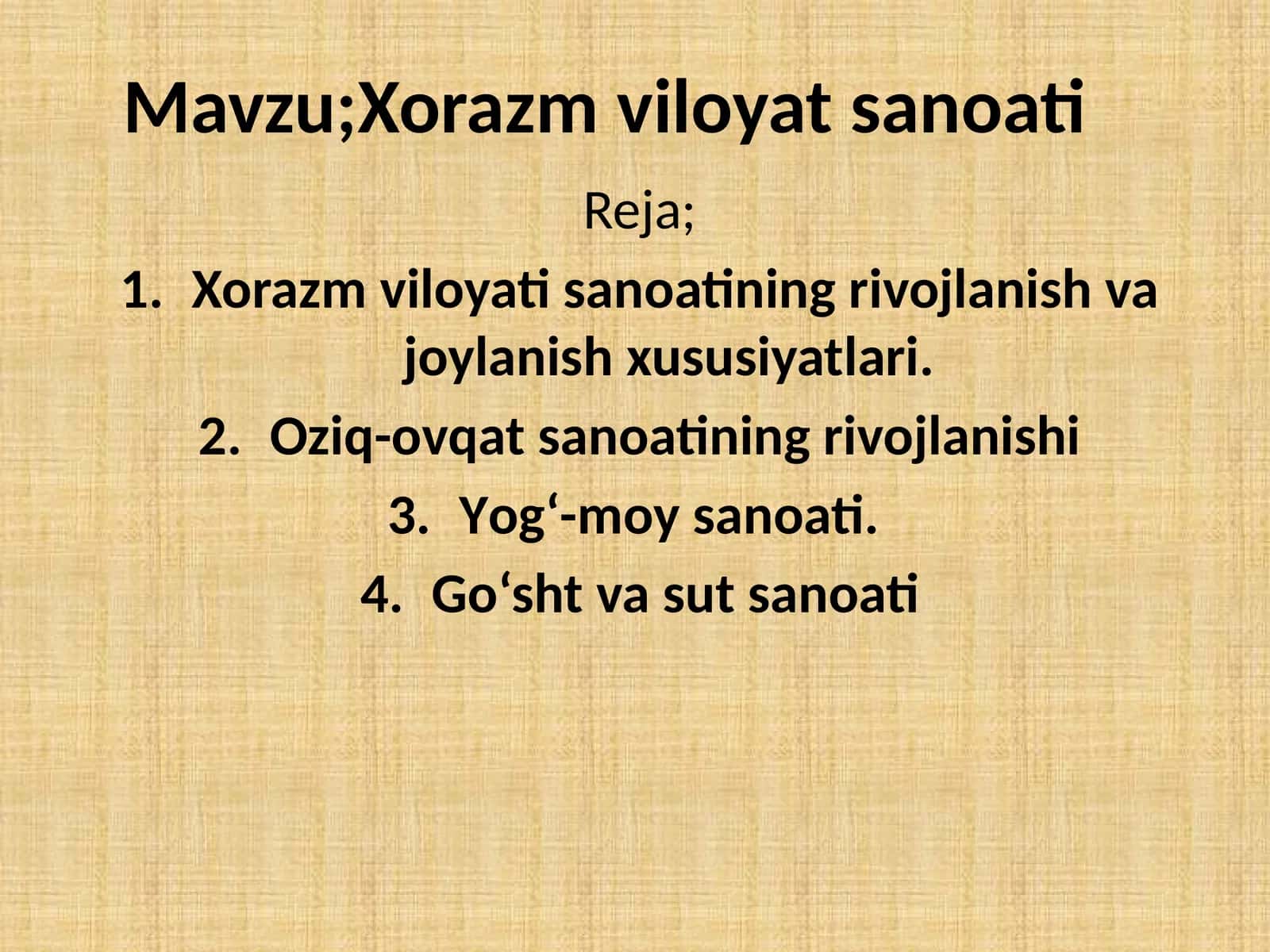 Xorazm viloyati sanoati