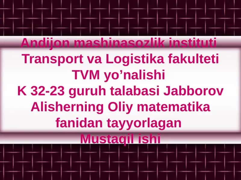Differentsial tenglamalarning amaliy masalalari
