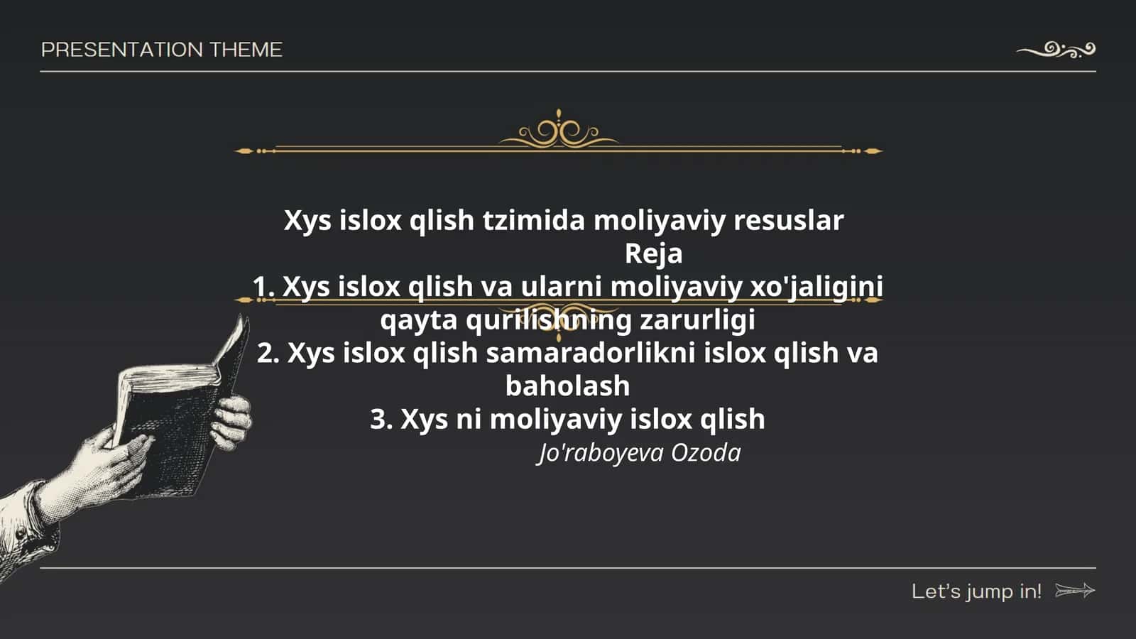 Xys islox qlish tzimida moliyaviy resuslar