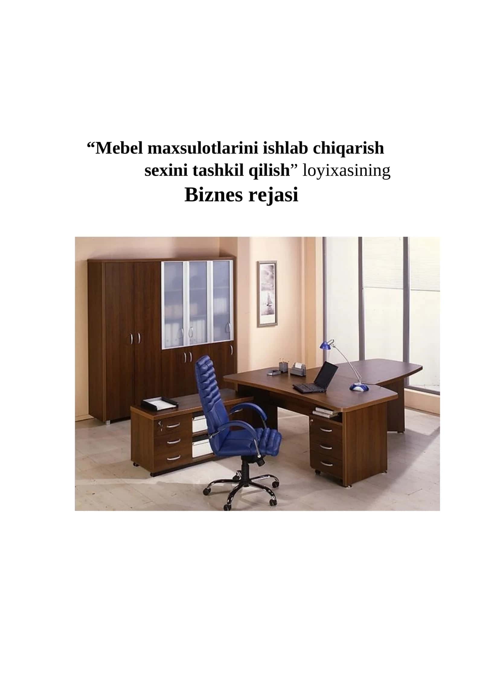 Mebel ishlab chiqarish sexini tashkil qilish BIZNES REJASI 2026