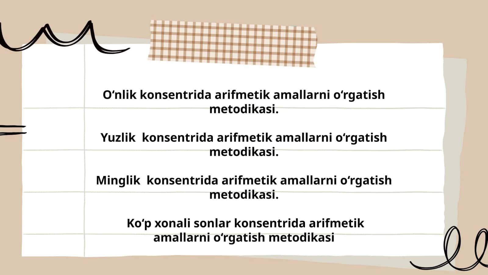 O‘nlik konsentrida arifmetik amallarni o‘rgatish metodikasi