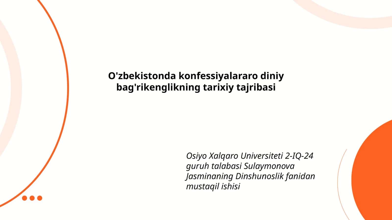 Konfessiyalararo diniy bag'rikenglikning tarixiy tajribasi