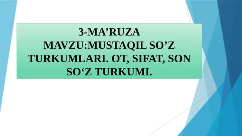 MUSTAQIL SO’Z TURKUMLARI