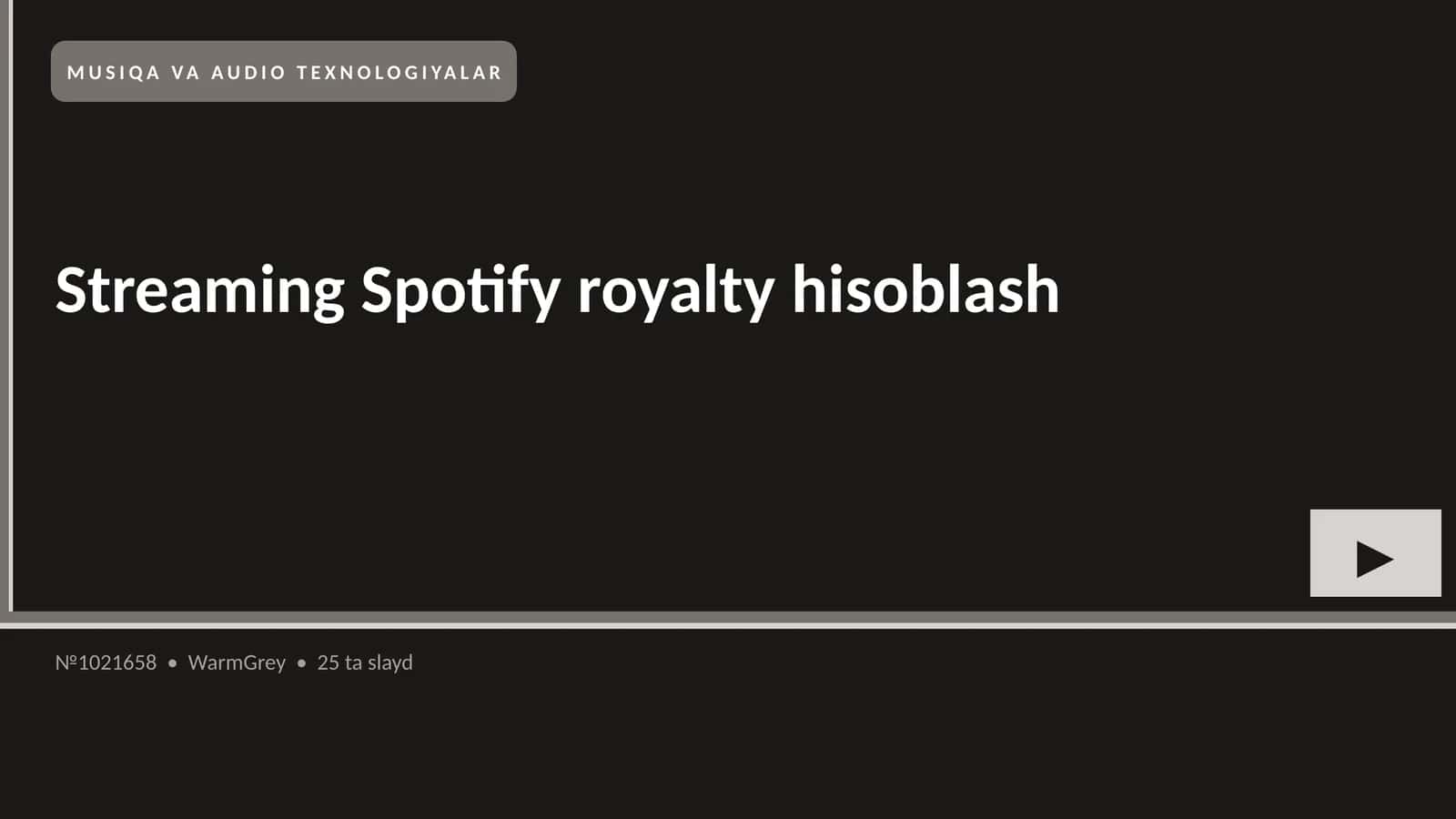 Streaming Spotify royalty hisoblash