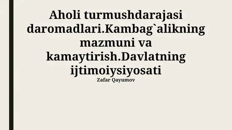 Aholi turmushdarajasi daromadlari