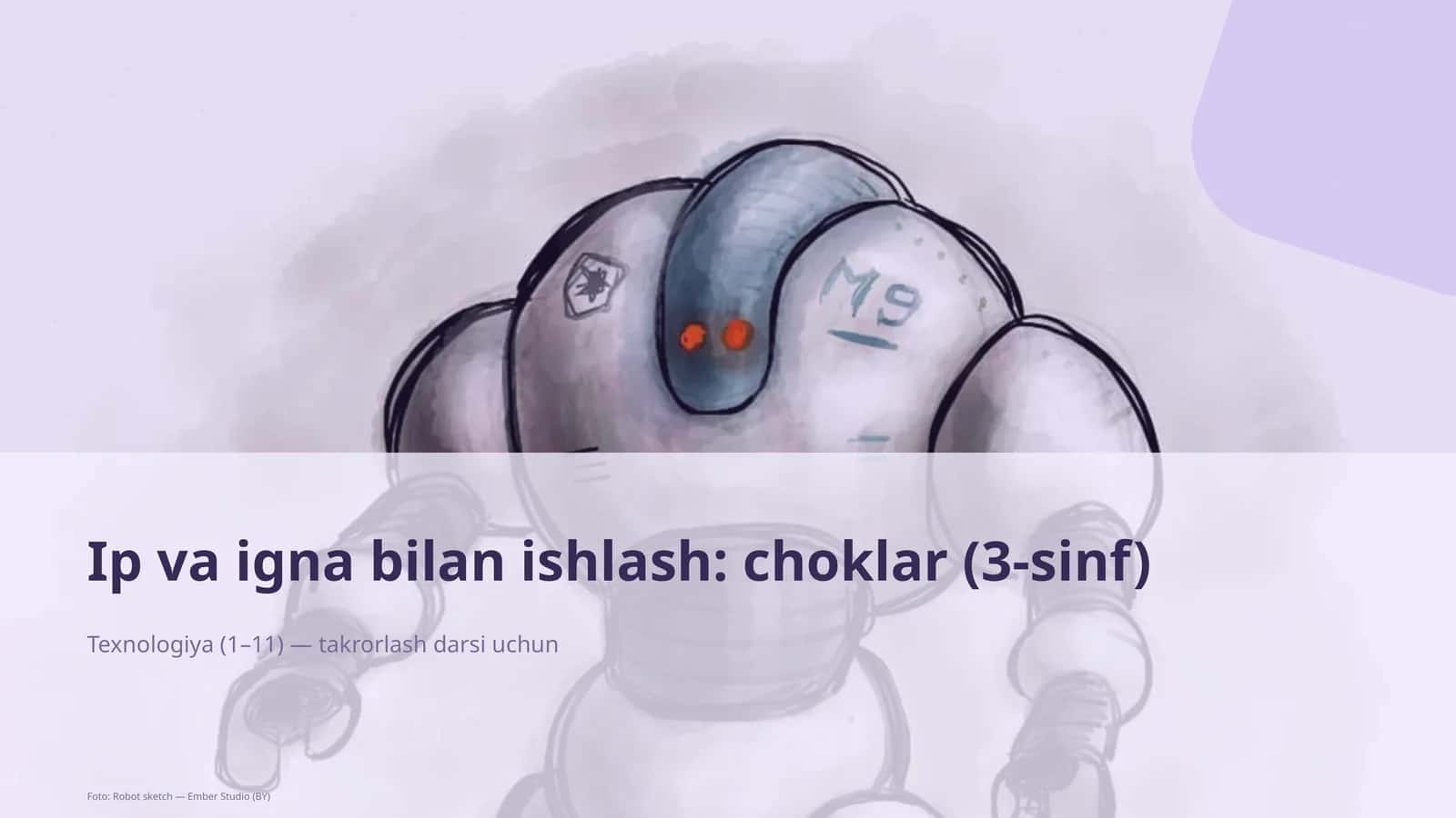 Ip va igna bilan ishlash: choklar (3-sinf)