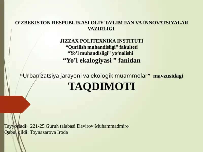 Urbanizatsiya tushunchasi