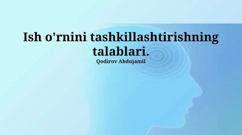 Ish o'rnini tashkillashtirishning talablari