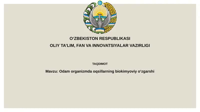 Odam organizm daoqsillarning biokimyoviyoʻzgarshi