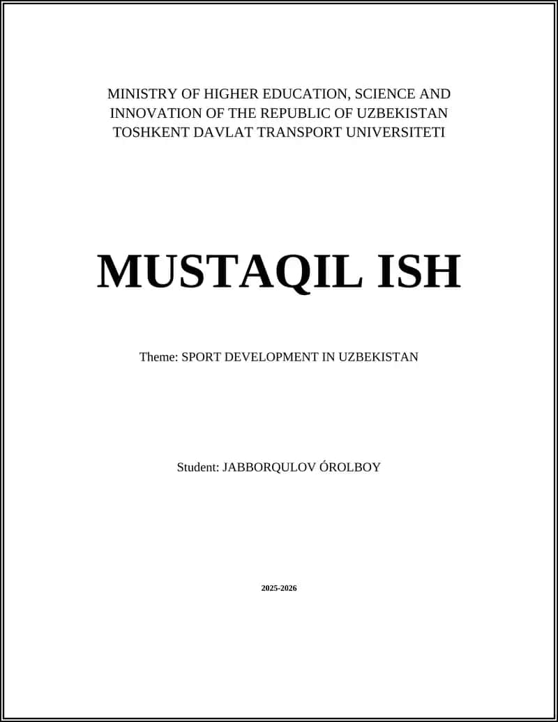 SPORT DEVELOPMENT IN UZBEKISTAN