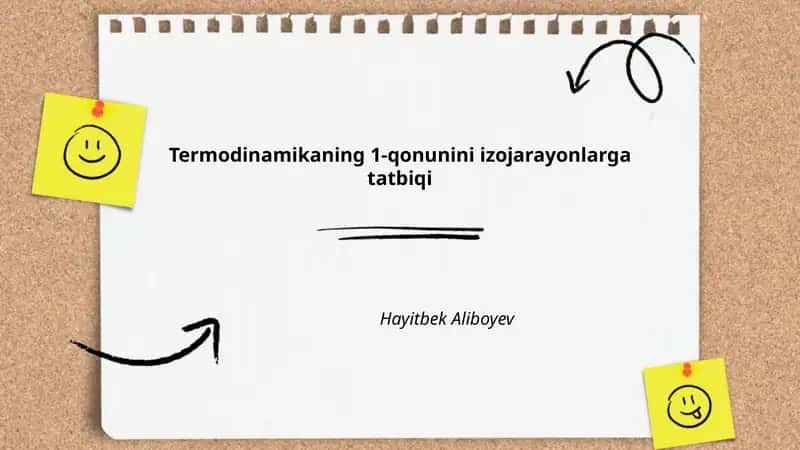 Termodinamikaning 1-qonunini izojarayonlarga tatbiqi