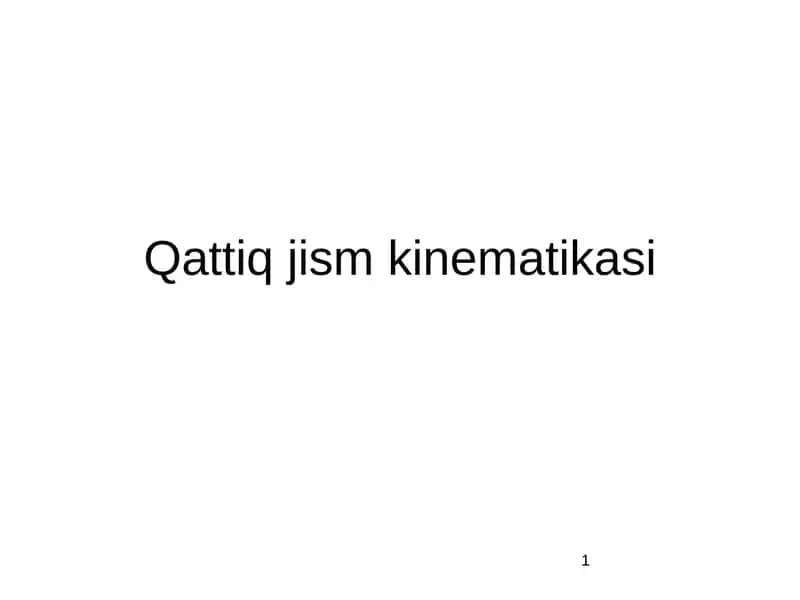 Qattiq jism kinematikasi