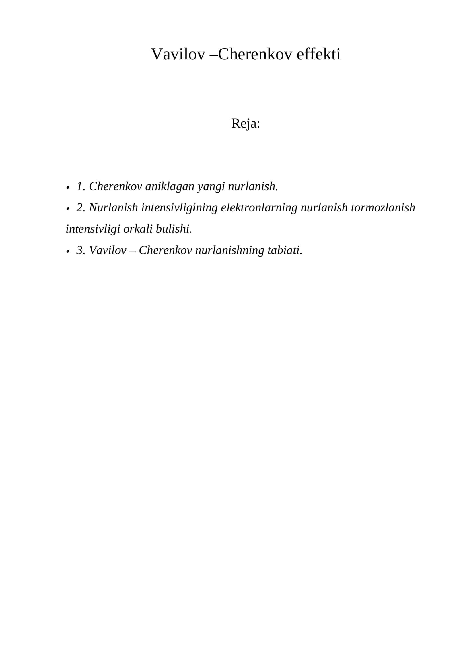 Vavilov –Cherenkov effekti