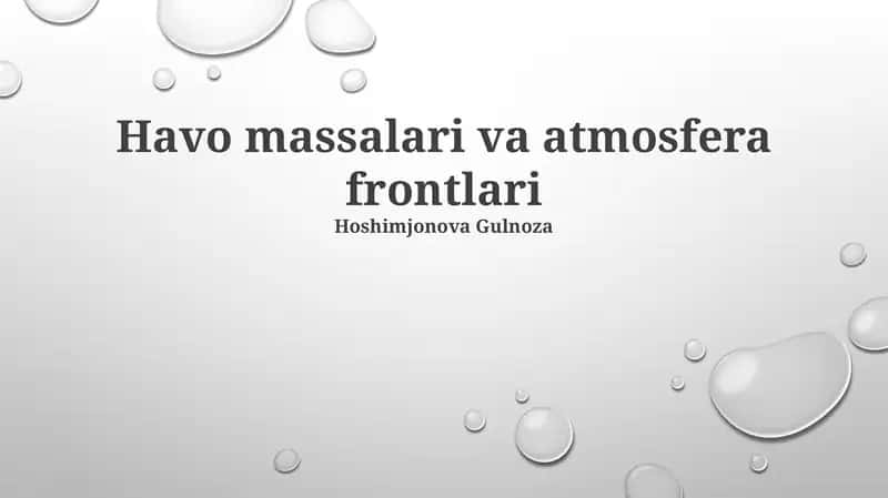 Havо massalari va atmosfera frontlari
