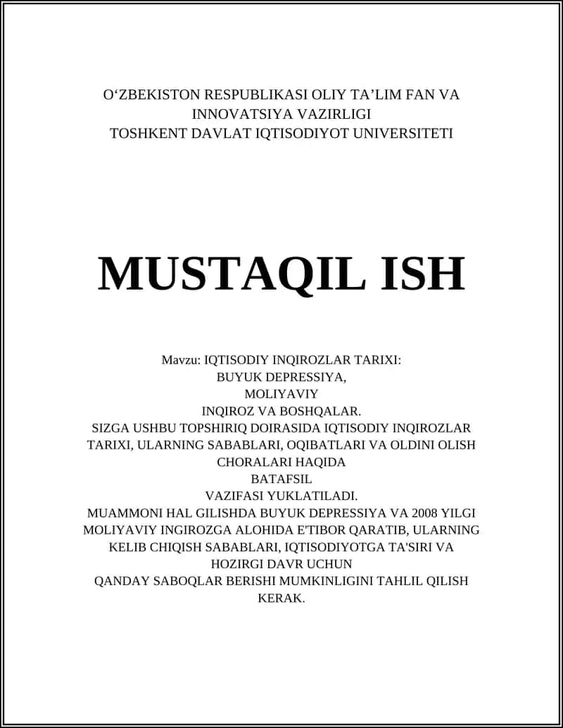 IQTISODIY INQIROZLAR TARIXI