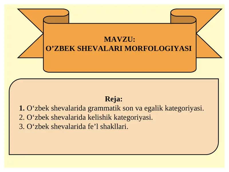 O’ZBEK SHEVALARI MORFOLOGIYASI