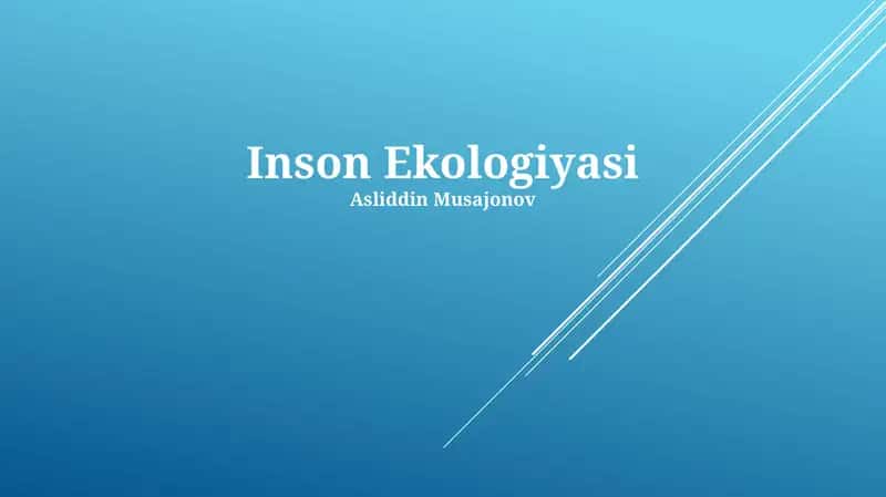 Inson Ekologiyasi