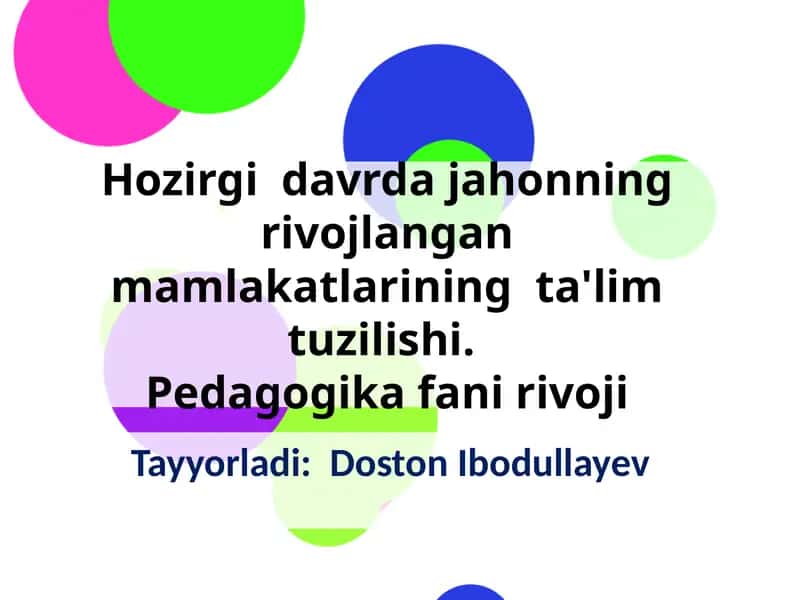 Pedagogika fanining rivoji