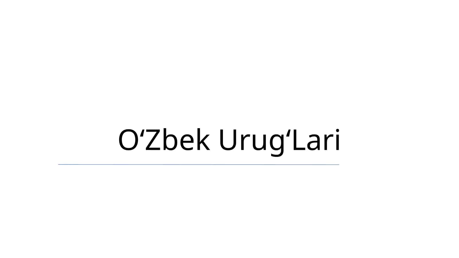 Oʻzbek UrugʻLari