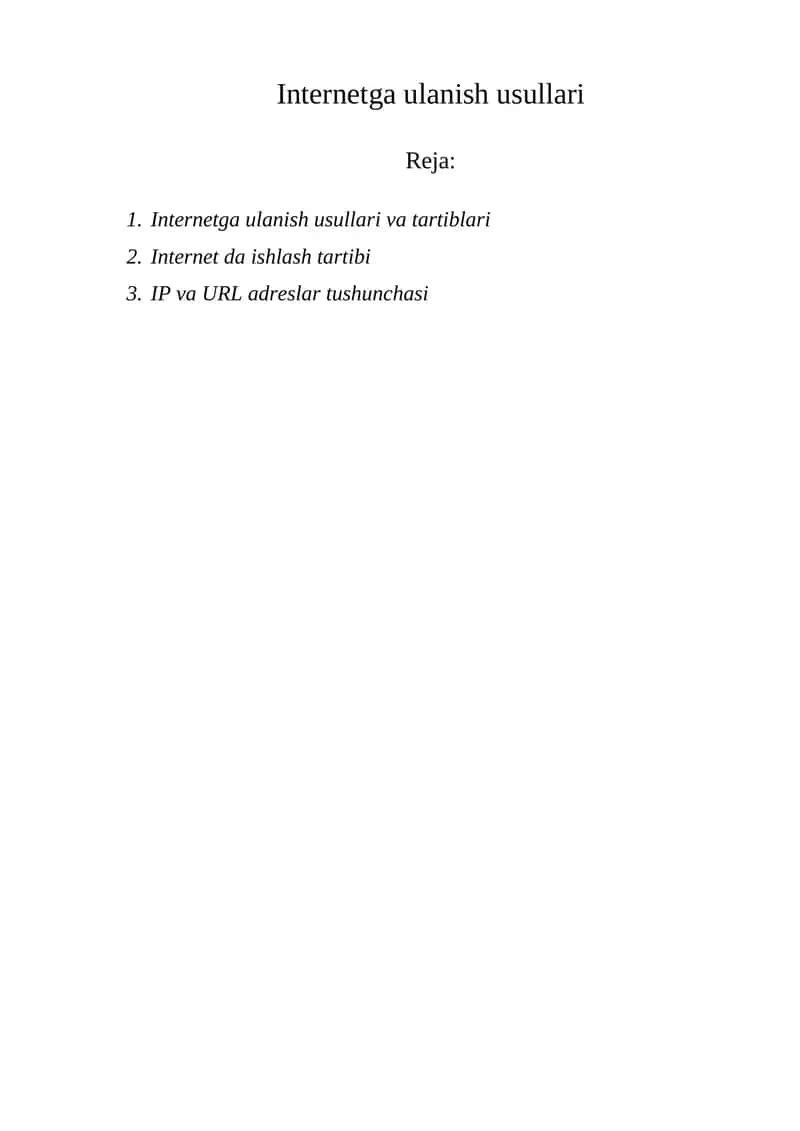 Internetga ulanish usullari