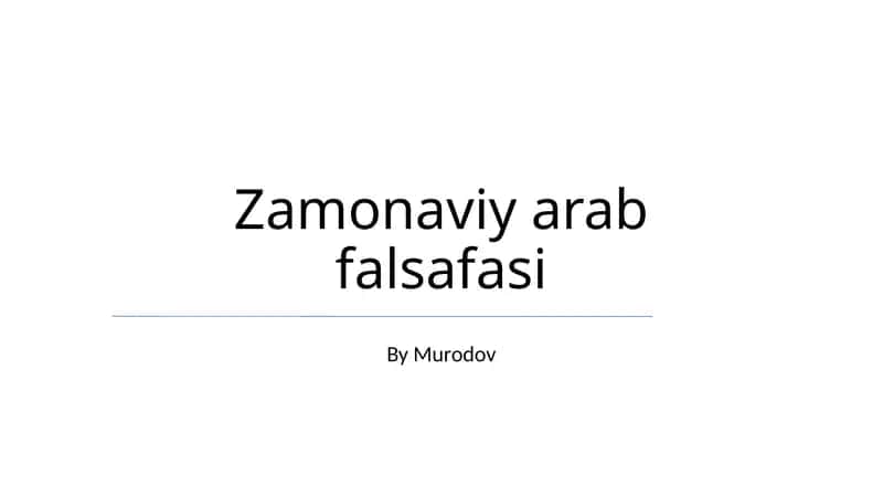 Zamonaviy Arab Falsafasi