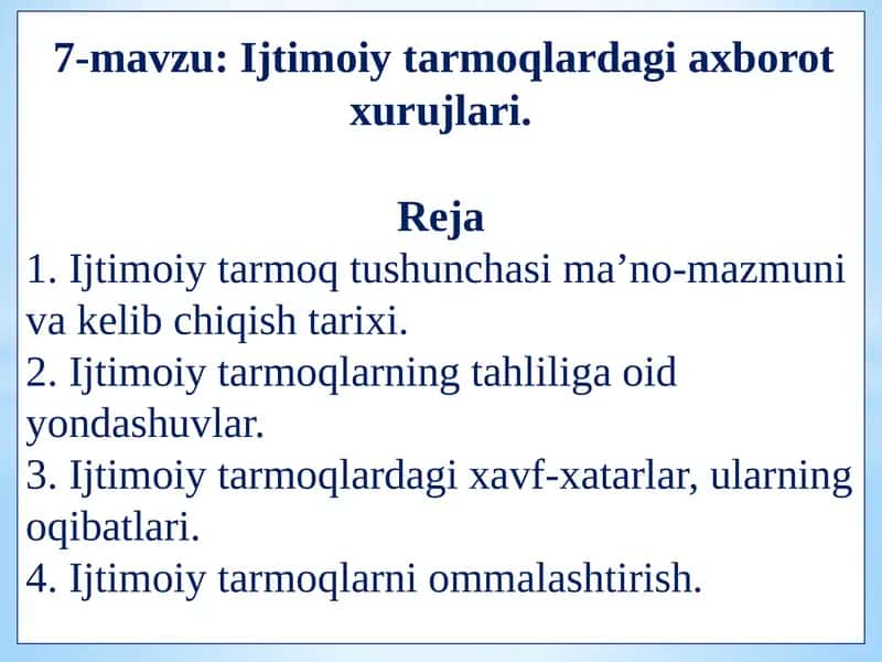Ijtimoiy tarmoqlardagi axborot xurujlari