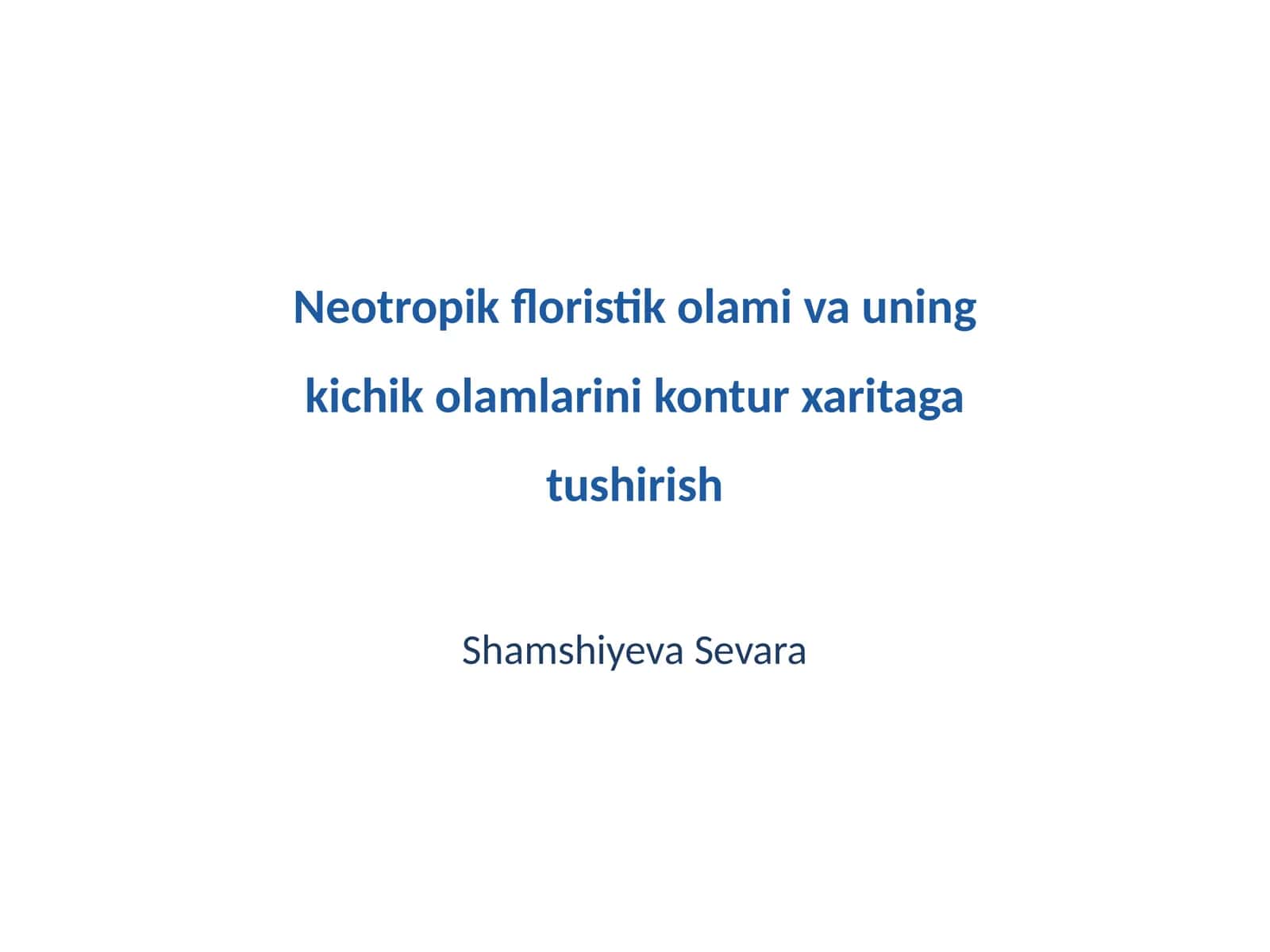Neotropik floristik olami va uning kichik olamlarini kontur xaritaga tushirish
