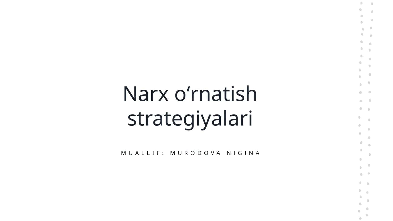 Narx oʻrnatish strategiyalari