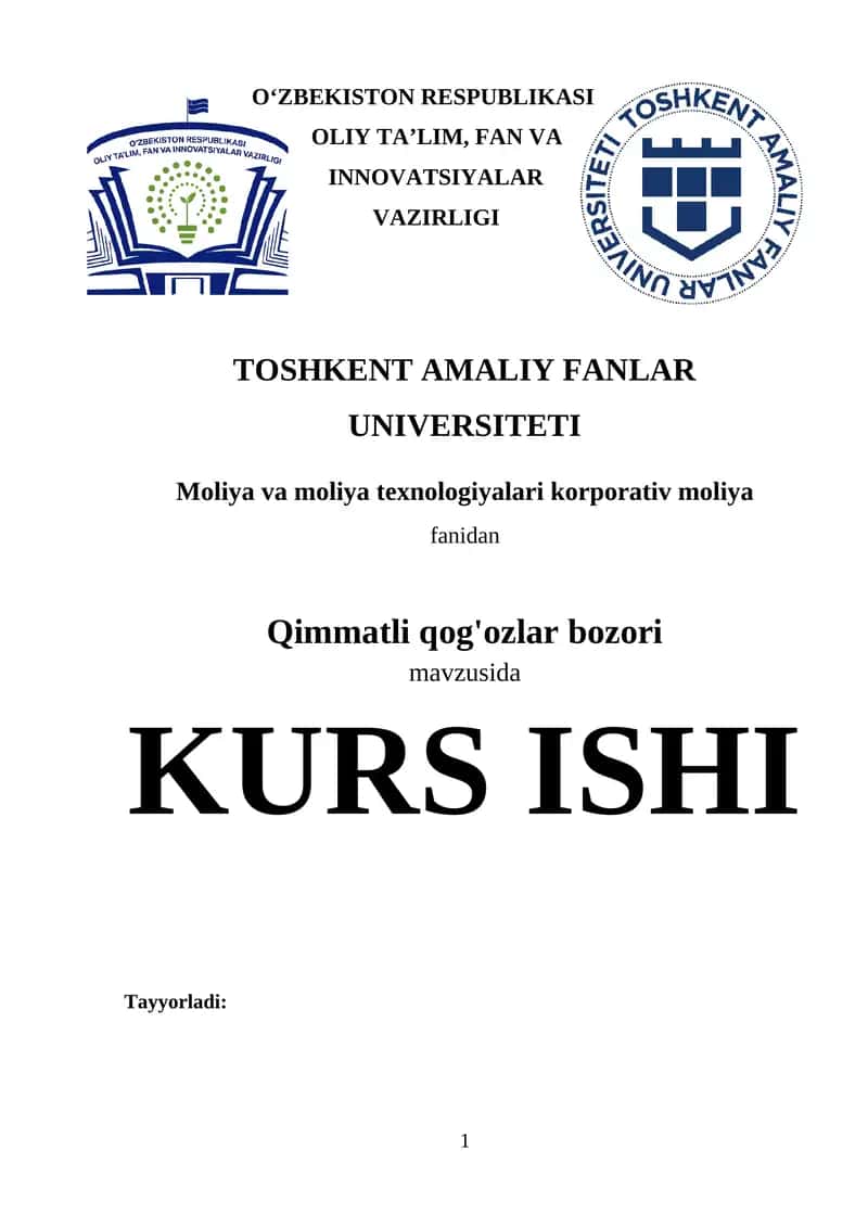 Kurs ishi_Qimmatli qog'ozlar bozori