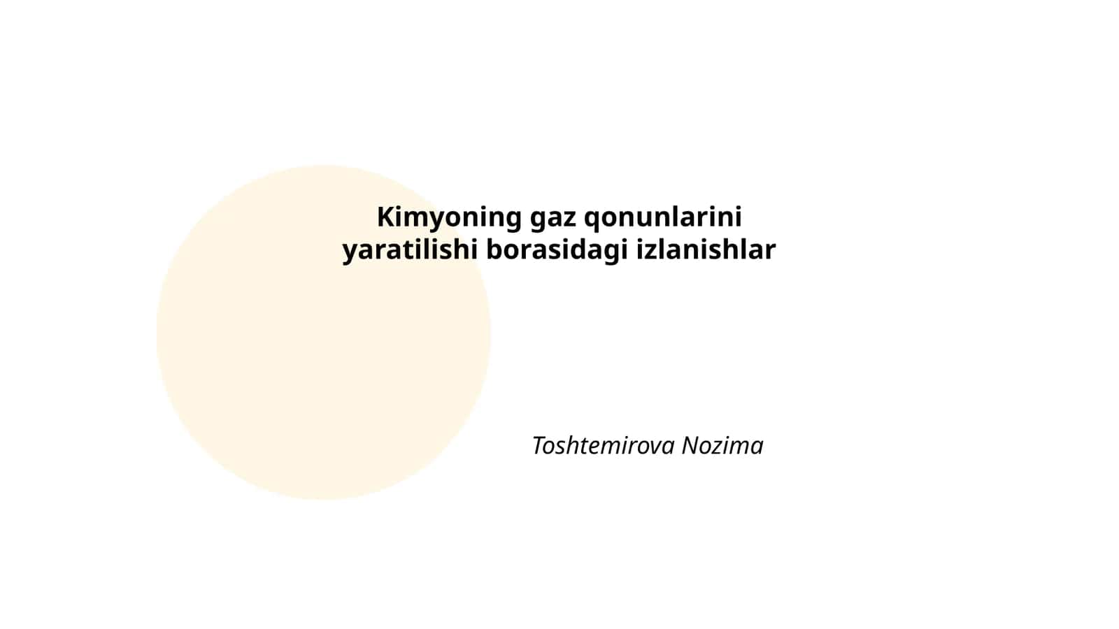 Kimyoning gaz qonunlarini yaratilishi borasidagi izlanishlar