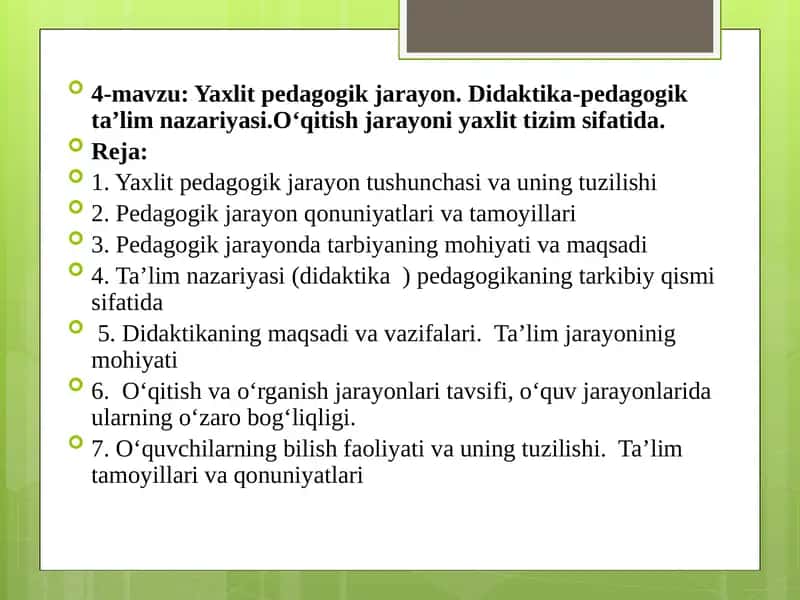 Yaxlit pedagogik jarayon