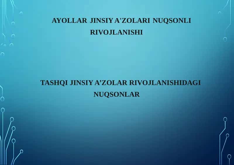 AYOLLAR JINSIY A'ZOLARI RIVOJLANISHI