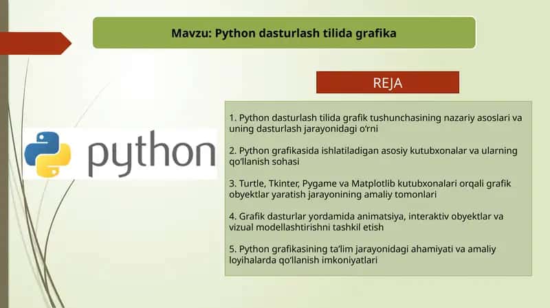 Python dasturlash tilida grafika