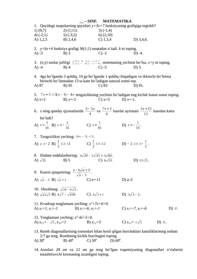8-SINF MATEMATIKA