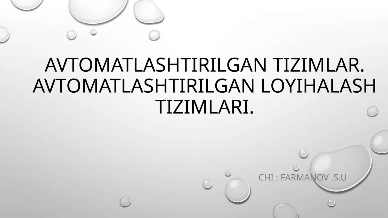 Avtomatlashtirilgan tizimlar