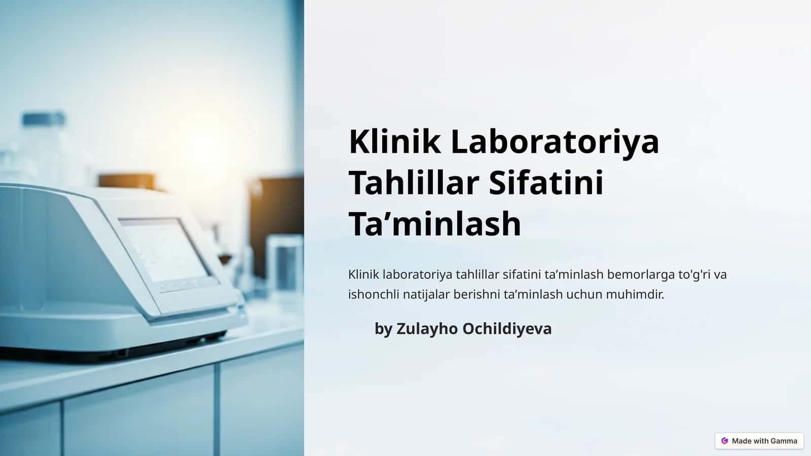 Klinik Laboratoriya Tahlillar Sifatini Taʼminlash