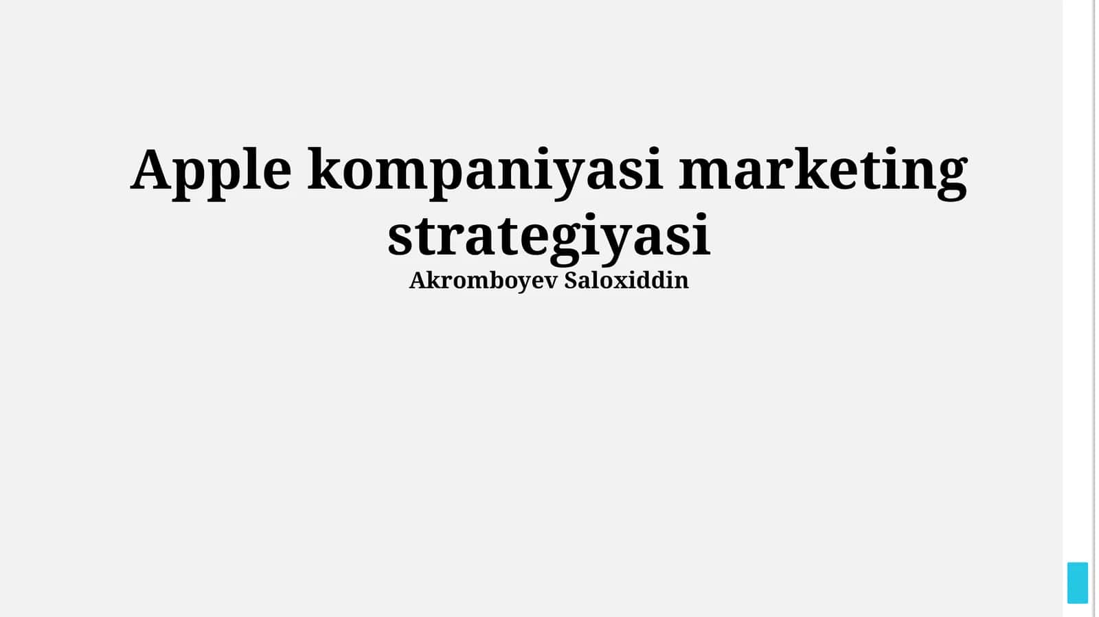 Apple kompaniyasi marketing strategiyasi