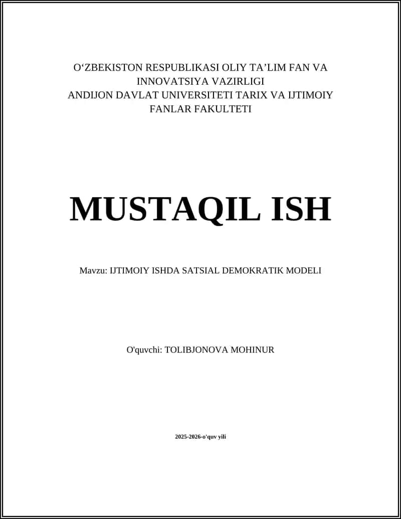 IJTIMOIY ISHDA SATSIAL DEMOKRATIK MODELI