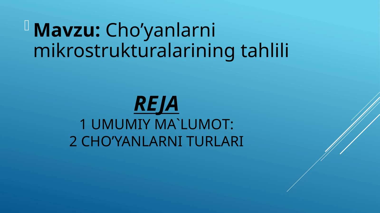 Cho’yanlarni mikrostrukturalarining tahlili