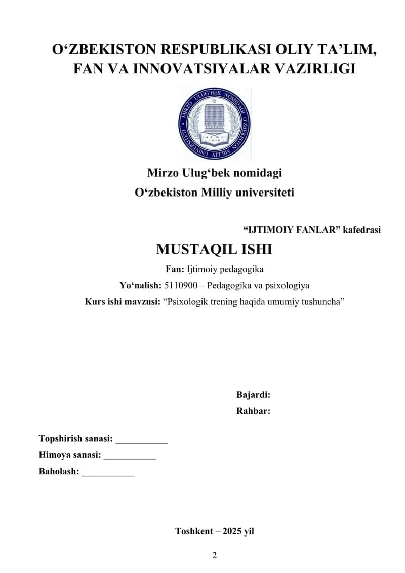 Psixologik trening haqida umumiy tushuncha